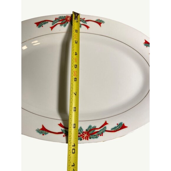 Fair Field Fine China Oval Platter Wit Festive Red & Green Holiday Design Vintag - Picture 4 of 13